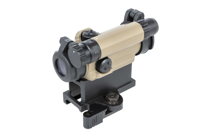 JJ Airsoft M5 red dot sight with low/QD Tan mount