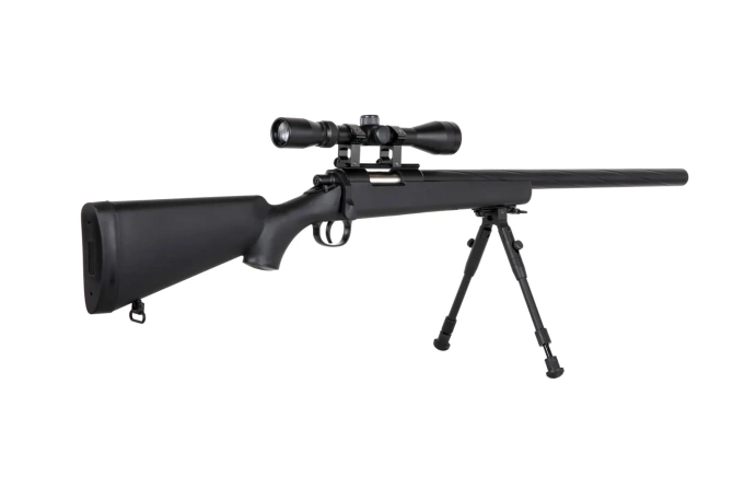 Specna Arms SA-S12 sniper airsoft rifle with scope and bipod Black