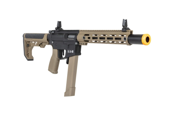 airsoft Specna Arms SA-FX02 FLEX™ HAL ETU Half-Tan submachine gun with orange discharge device