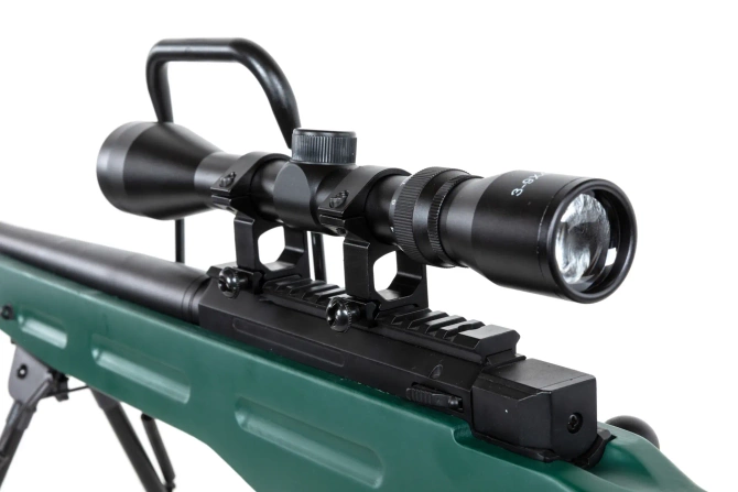 Snow Wolf SW-98 airsoft sniper rifle with bipod, scope and silencer