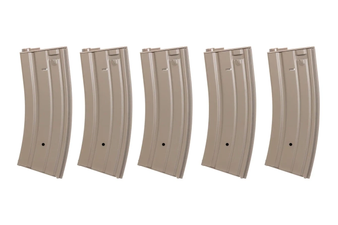 Zestaw 5 sztuk metalowych magazynków hi-cap 300 kulek Specna Arms Flat Dark Earth