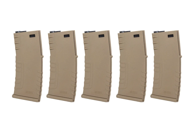 Zestaw 5 sztuk polimerowych magazynków mid-cap 120 kulek Specna Arms Flat Dark Earth