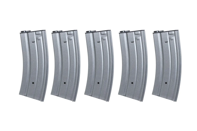 Set of 5 metal mid-cap 120 ball magazines Specna Arms Grey