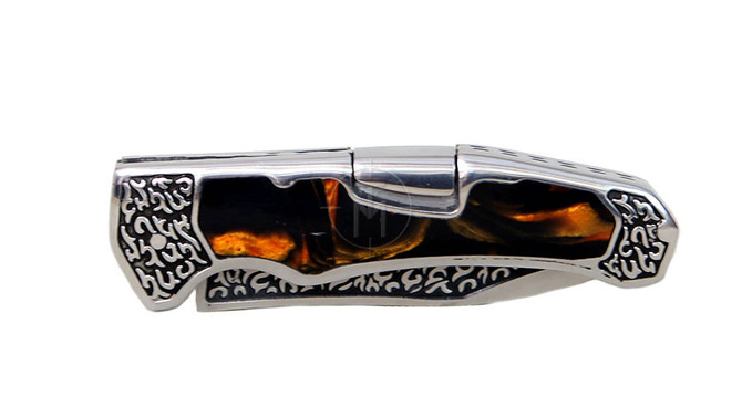 noz kandar skladany czarne zloto przycisk