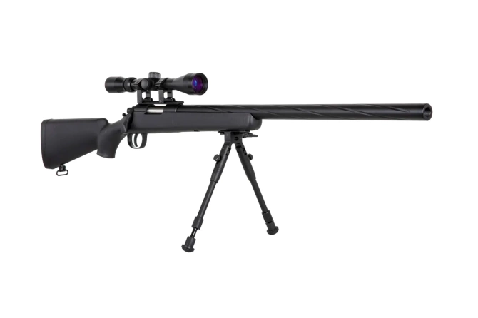 Specna Arms SA-S12 sniper airsoft rifle with scope and bipod Black