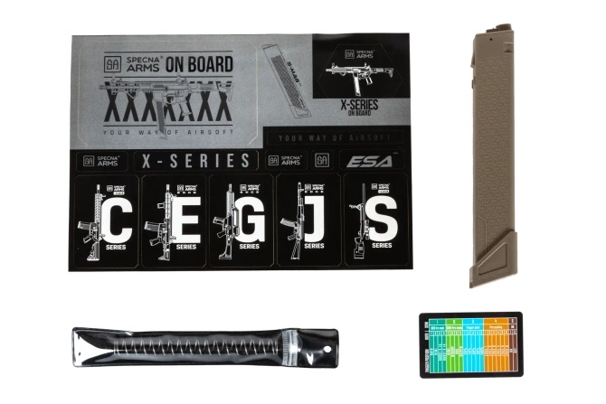 Pistolet maszynowy ASG Specna Arms M4 SA-FX01 FLEX™ HAL ETU Half-Tan z pomarańczowym urządzeniem wylotowym