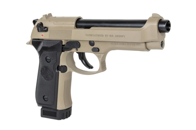 Pistolet ASG ICS BLE-BM9 Dual Power Half-Tan (z magazynkiem na CO2)