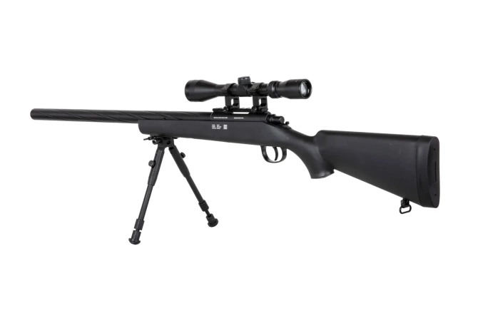 Specna Arms SA-S12 sniper airsoft rifle with scope and bipod Black