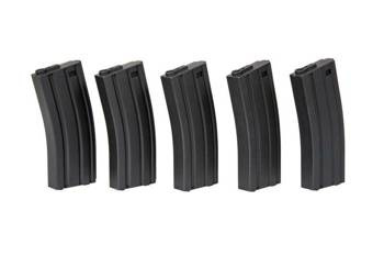 Set of 5 mid-cap magazines for 140 rounds for M4/M16 replicas - black
