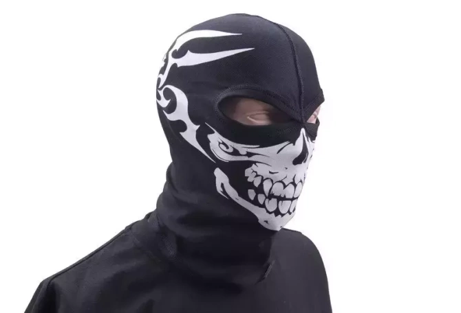 Kominiarka termoaktywna z nadrukiem, 2 otwory - CZARNA