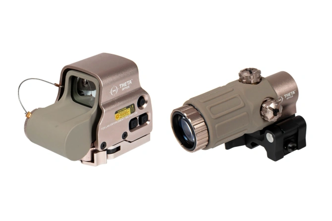 Replika celownika holograficznego Hybrid 558B z magnifierem - Tan