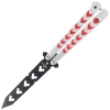 Butterfly knife Third Decor Habitat Balisong K3102R Practice Fan Knife Non-Cutting Red Skull 420, Non-Edging Black 420 (TH-K3102R)