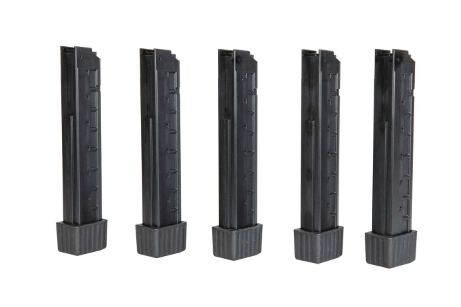 Set of 5 mid-cap, 110-pellet magazines for APC9 airsoft submachine guns