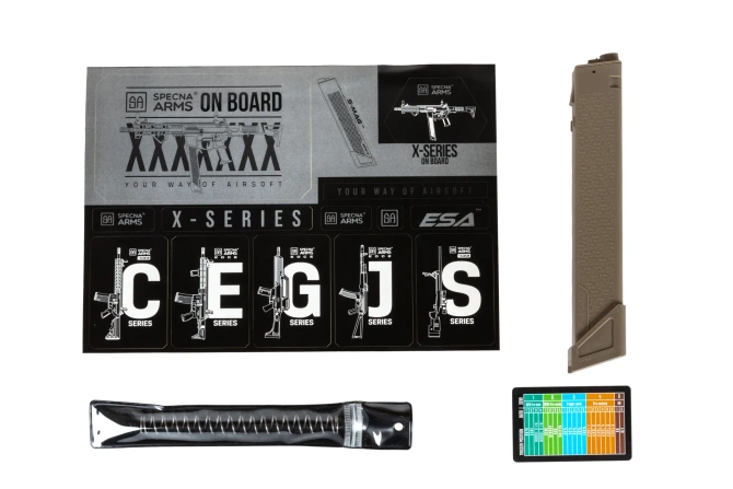 airsoft Specna Arms SA-FX02 FLEX™ HAL ETU Half-Tan submachine gun with orange discharge device