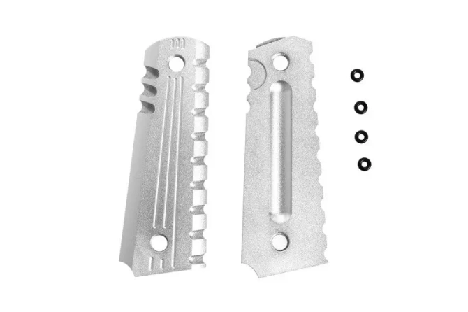 Aluminum Grip Covers for Colt 1911 Pistols - silver