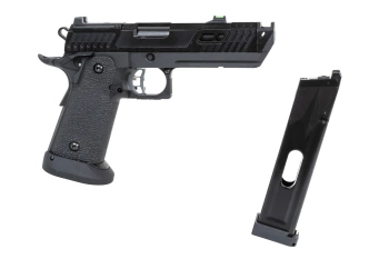 Pistolet ASG SRC Dark Viper DUAL POWER z walizką transportową i magazynkiem CO2 Czarny