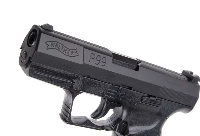 Spring-loaded replica of the Walther P99 pistol