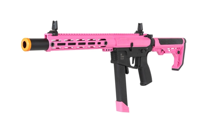 airsoft Specna Arms SA-FX02 FLEX™ HAL ETU Pink machine pistol with orange discharge device