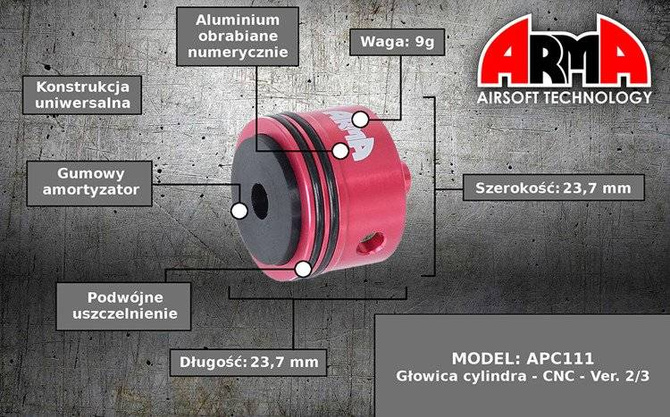 Arma Tech - Głowica cylindra - Aluminium CNC - Ver.2/3 - APC111