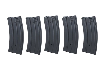Set of 5 real-cap 30-ball metal magazines Specna Arms Black