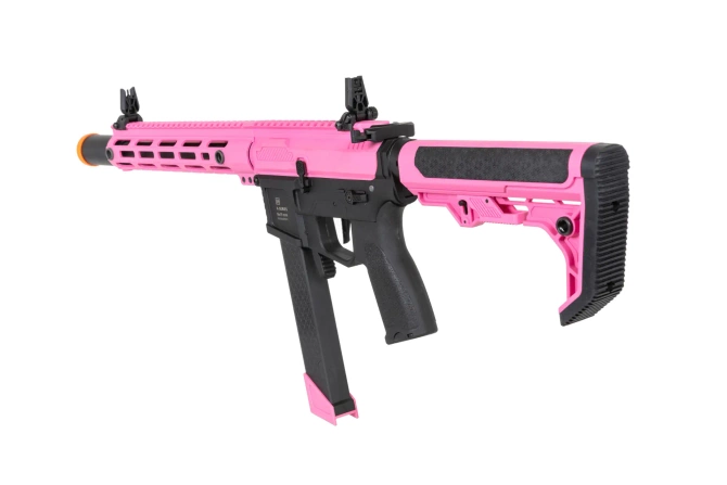 airsoft Specna Arms SA-FX02 FLEX™ HAL ETU Pink machine pistol with orange discharge device