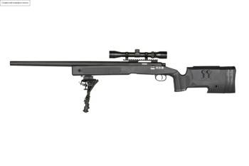 Replika karabinu wyborowego SA-S02 CORE™ High Velocity z lunetą i dwójnogiem - Czarna