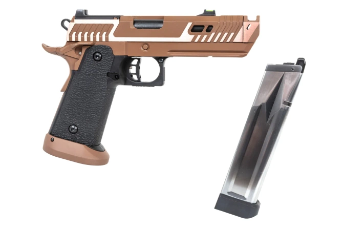 airsoft SRC Sahara Viper DUAL POWER pistol with green gas magazine Flat Dark Earth