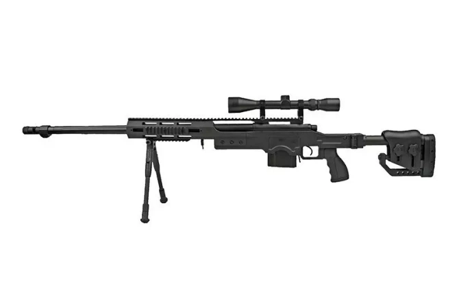 MB4411D sniper rifle replica with scope and bipod - black