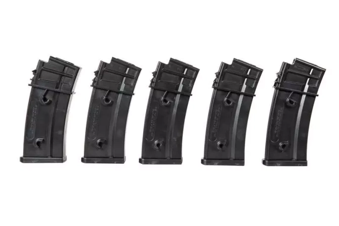 Zestaw 5 magazynków Mid-Cap na 120 kulek do replik G36