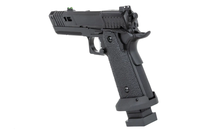 airsoft SRC Dark Viper DUAL POWER pistol with green gas magazine Black