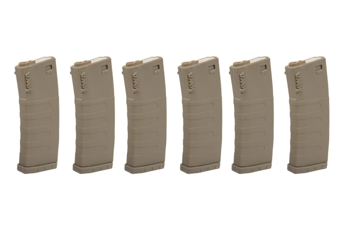 Zestaw 6 magazynków Mid-cap KWA na 120 kulek do replik M4/M16 Dark Earth