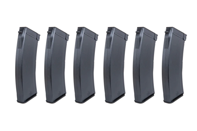 Set of 6 Mid-cap SRC magazines for AK replicas for 100 rounds Black + Speedloader