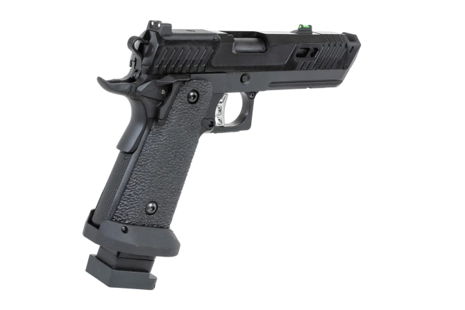 airsoft SRC Dark Viper DUAL POWER pistol with carrying case and green gas magazine Black