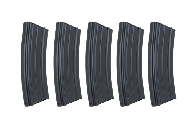 Set of 5 real-cap 30-ball metal magazines Specna Arms Black